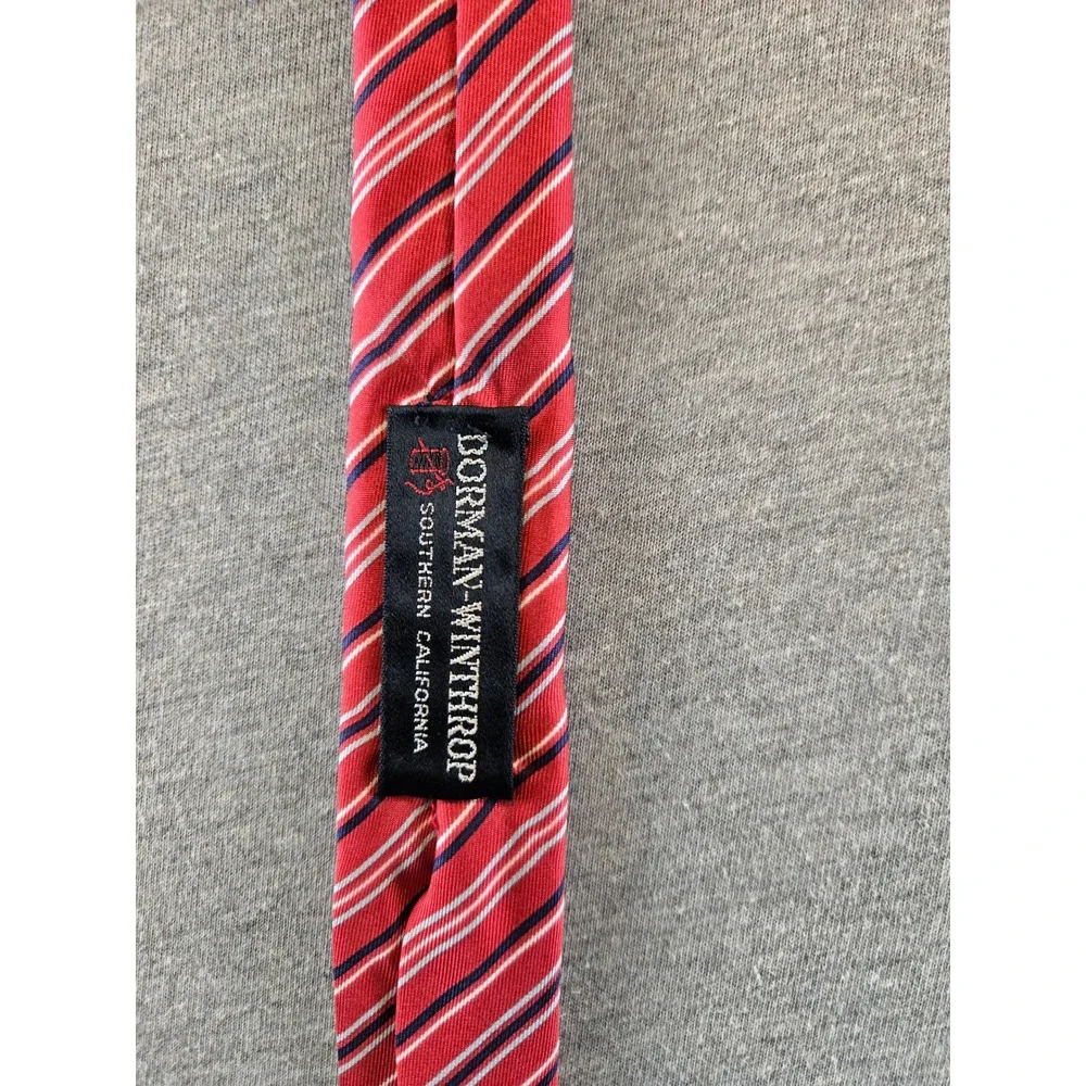 Givenchy Monsieur Silk Tie Mens OS Red White Navy Blue Striped Vintage 90s Italy
